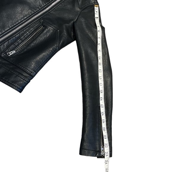 TOPSHOP Vegan Moto Bomber Jacket Size 4 Excellent Condition Zip Up Bikercore - Picture 11 of 13